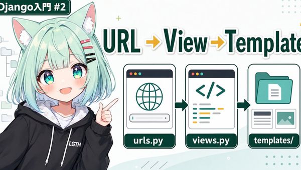 DjangoのURL→View→Templateを理解してアプリの骨組みを作る【AIと一緒に作るDjangoブログ入門 #2】